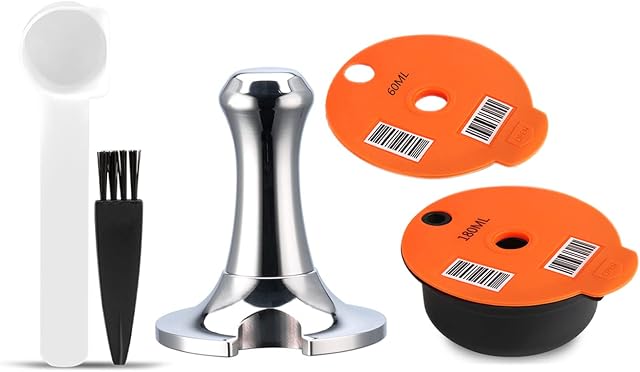 RECAFIMIL Reusable Tassimo Coffee Pad 180 ml with 60 ml Replacement Lid and Tamper Refillable Coffee Capsule Made of PP Plastic Compatible with Tassimo Coffee Machine