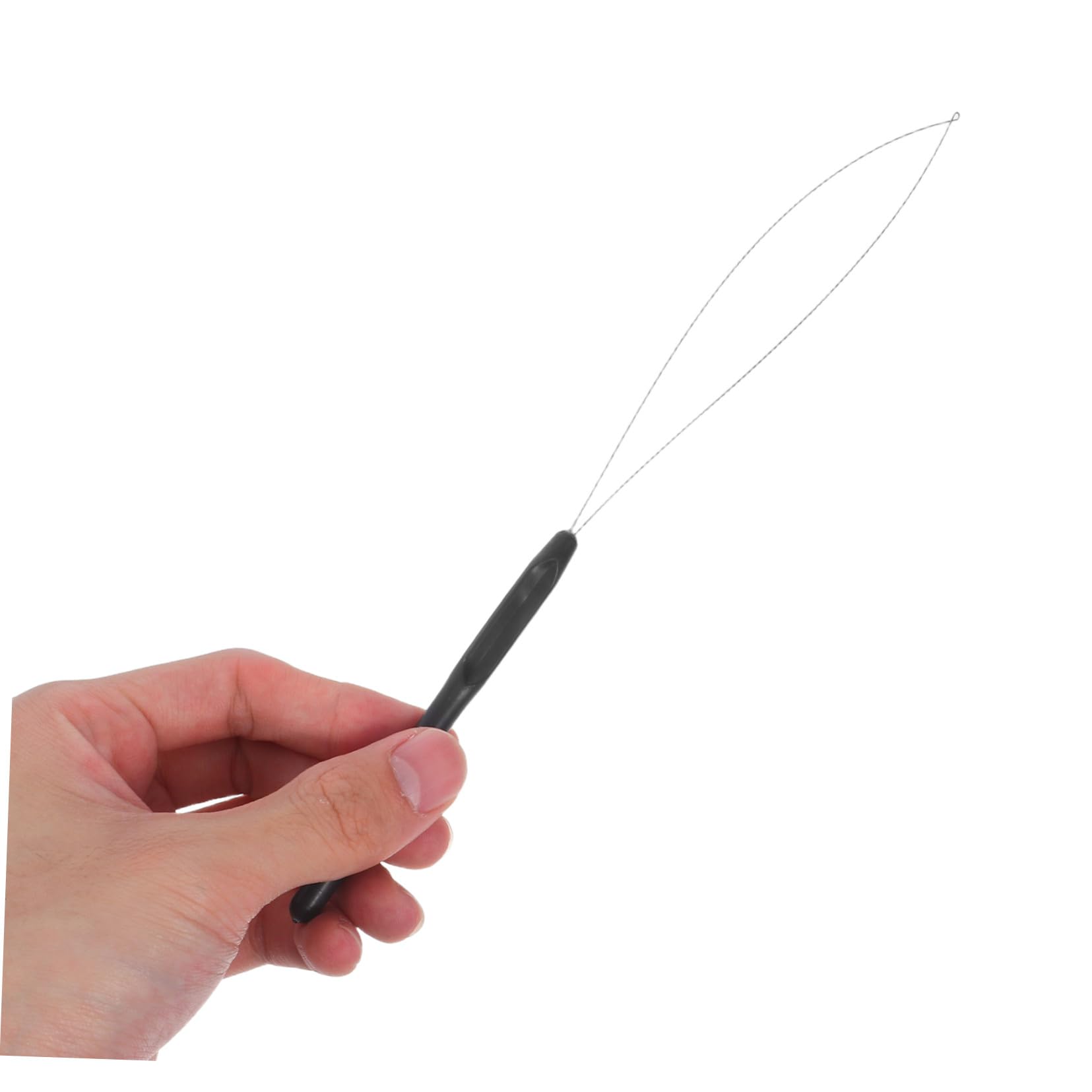 100pezzi Dispositivo Infila Ago per Extension Capelli Strumento Uncino per Perline Ago ad Anello in Acciaio Inox Manico in Plastica Ergonomico