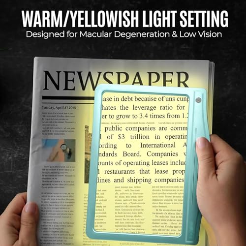 Image of MAGNIPROS 5X Rechargeable LED Page Magnifier, Large Anti-Glare Lens, Ultra Bright 3 Color Light Modes- Reduces Eye Strain for Small Print, Low Vision & Seniors
