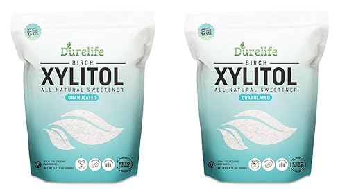 DureLife XYLITOL - Sustituto de azúcar de 5 libras a granel paquete de 2 (160 onzas) hecho de xilitol de abedul 100% puro, sin OMG, sin gluten,