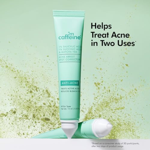 mCaffeine 1% Salicylic Acid Acne Arrest Spot Corrector with 1% Succinic Acid & Matcha Tea | Anti Acne Gel for Active Acne & Acne Scars | Reduces... - Image 2