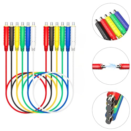 Image of 6 Pcs Magnetic Silicone Test Leads Kit, 30V AC /5A 20AWG Low Voltage Magnetic Jumper Silicone Flexible Test Wires 3.3FT Cables for Testing