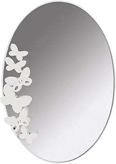 Arti & Mestieri Butterfly - Specchio Ovale di Design 100% Made in Italy - in Ferro, 55 x 78 cm - Bianco Neve