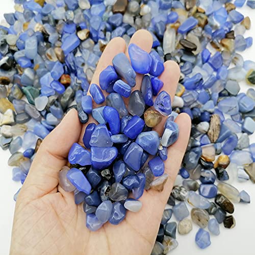 Image of 335g Assorted Blue Quartz Crystals Rocks Blue Crushed Crystal Quartz Tumbled Blue Rocks