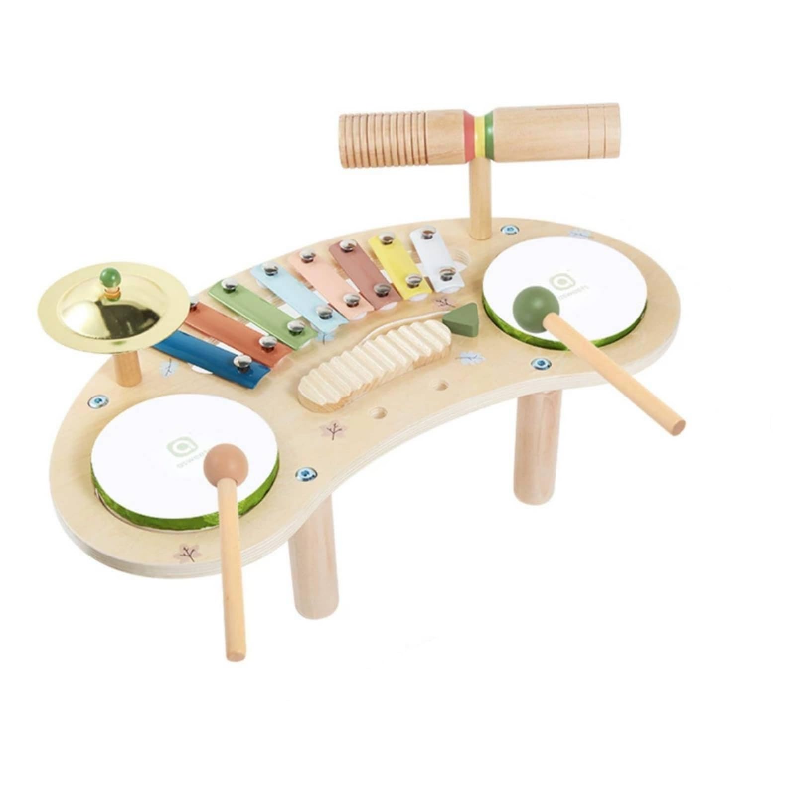 harayaa Mesa Musical Infantil de Madera Juguete de Percusión Instrumento Educativo Centro Rítmico con Sección y Tubo Estriado Impulsa Exploración Sensorial y