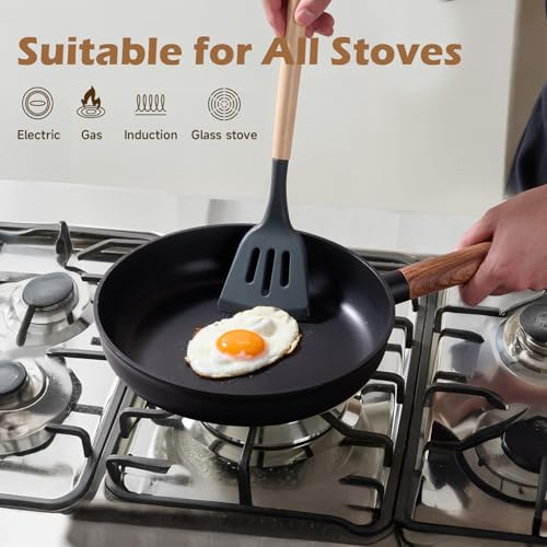 JEETEE Ceramic Cookware Sets 17 pcs, Healthy Pots and Pans Set Non Stick, Induction Kitchen Cooking Set with Removable Handles, Stackable Pots Pans, Oven Safe, PFOA/PFOS Free, Black - Image 4