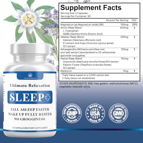 Relaxation Sleep Aid, Natural Non-Habit Forming, Sleep Supplement Developed to Support for Longer & Better Sleep, Chamomile, Magnesium, Melatonin, Ashwagandha, GABA, Drug-Free (120 Count) - Image 3