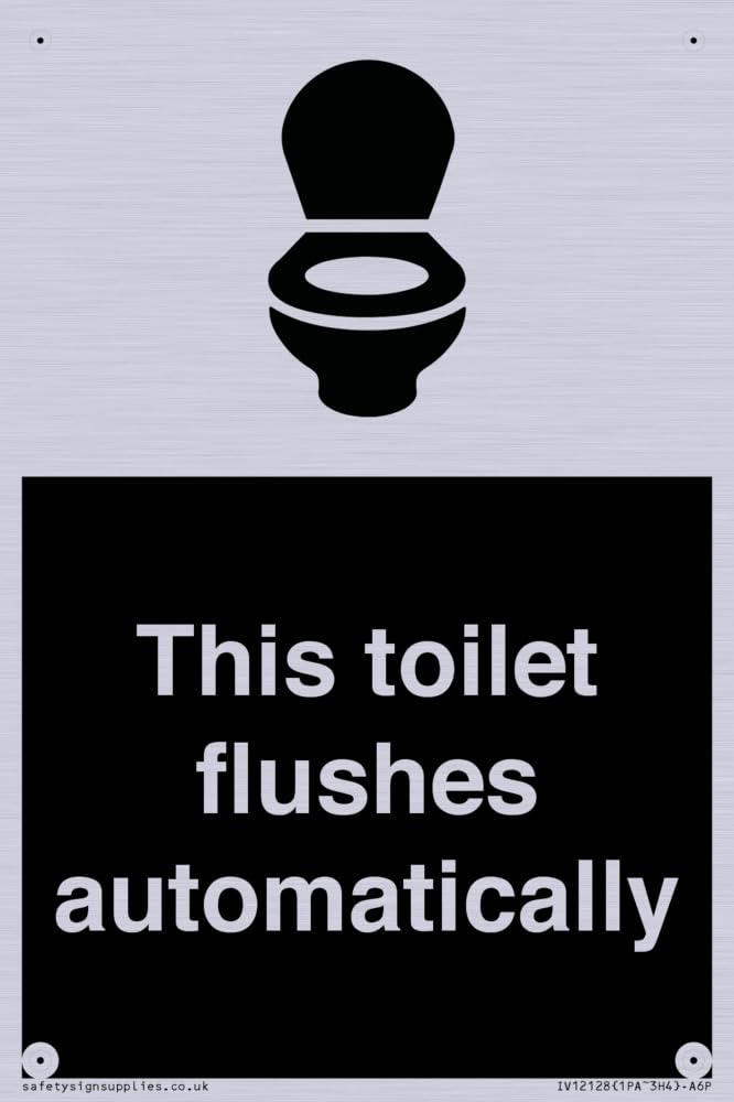 This toilet flushes automatically Sign - 100x150mm - A6P