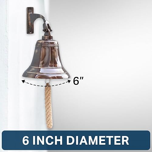 Miniatura 2 de Campana colgante de latón macizo de 6 pulgadas con acabado de bronce, perfecta para cena, interior, exterior, escuela, bar, recepción, último pedido