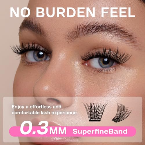 Image of CALAILIS Lash Clusters 168Pcs D Curl Individual Lashes 56D-10-16Mix Cluster lashes Natural Look Eyelash Clusters Super Thin Band and Soft DIY Lash Extension at Home (56D-10-16MIX)