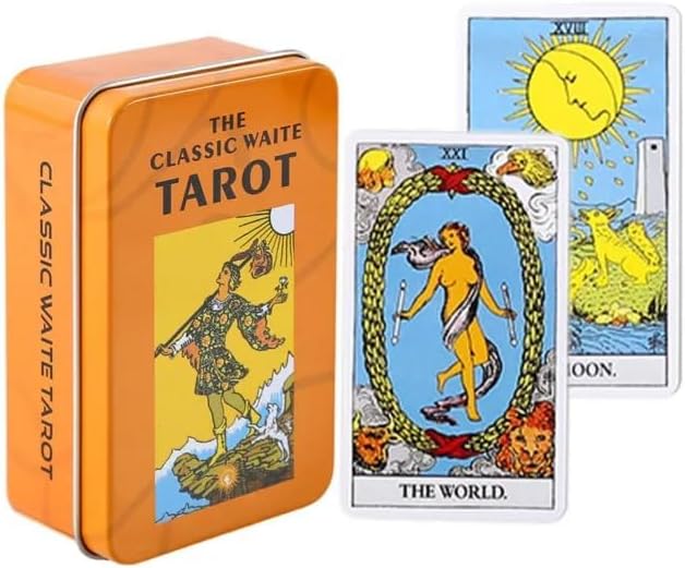 AYME The Classic Waite Oracle Tarot Card Game In A Tin A 78-Card Deck With Guidebook Gilded Black (Limited Edition) 400 Gsm Gold Core Cardstock For Adults, Secial Addition (Style 24)