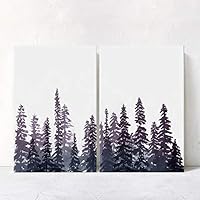 2 Panel Canvas Wall Art Pine Tree Canvas Prints Home Artwork Decoration for Living Room,Bedroom - 16