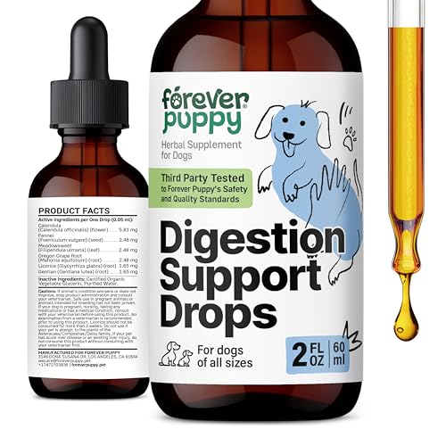 Forever Puppy Digestion Drops for Dogs - Fennel Seeds & Licorice Root Extract for Dogs' Gut Cleanse - Liquid Digestive Health Support Fiber Supplement for All Breeds & Sizes - 2 oz