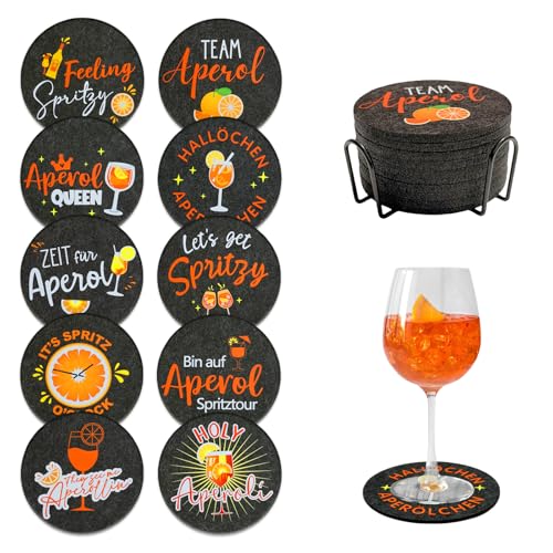 lompyeu Untersetzer Gläser, 10 Stück Aperol Spritz Filzuntersetzer...