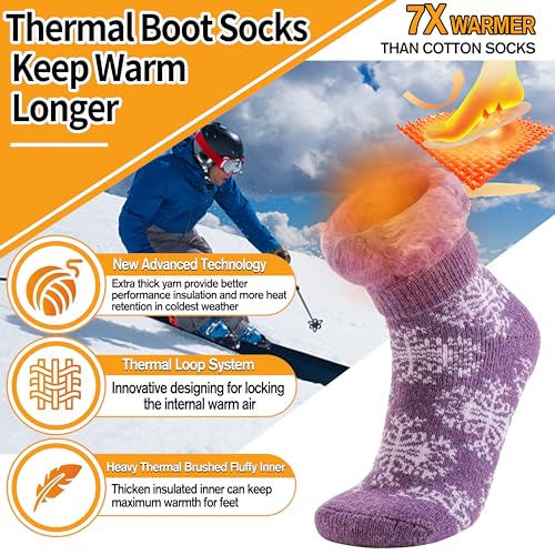 Image of 3 Pairs Warm Thermal Socks for Women & Men Winter Ski Thick Boot Insulated Socks for Cold Weather