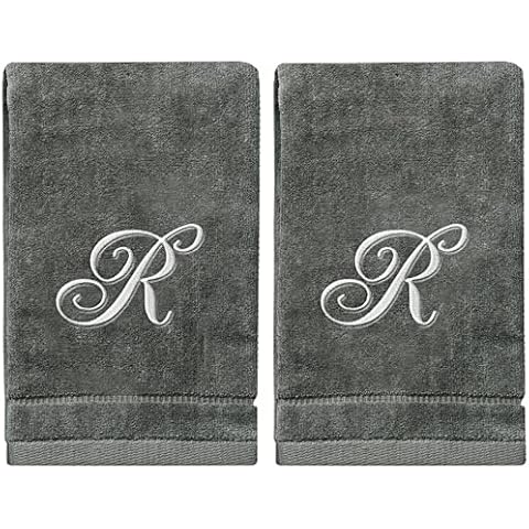 Personalised Silver Embroidered Fingertip Towels Set Cover
