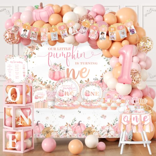278Pcs Our Little Pumpkin is Turning One Decorations for Girl