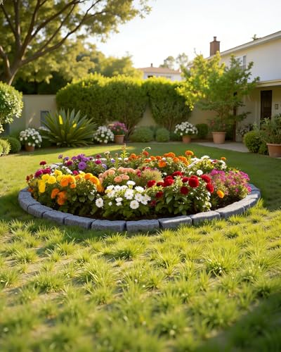 VEVOR Faux Stone Landscape Edging No Dig Garden Edging Border Flexible Blocks for Lawn Edging Flower Beds Driveway Yards with 12 Spikes 4 Pack 24 Bricks 16FT Kit 46.5 Lx 3.7 W x 2.2 H Grey