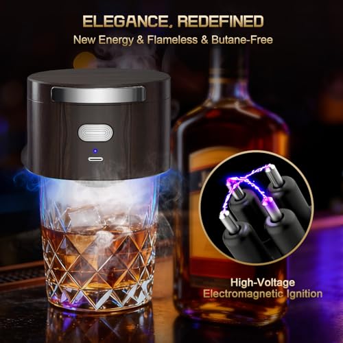 Electric Whiskey Smoker Kit with 6 Flavor Wood Chips, Old Fashioned Whiskey Gift Set, Cocktail Drink Smoker Kit Home Bar Accessories Tools, Anniversary Christmas Gifts for Men #2