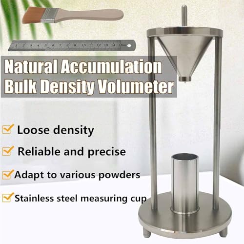 This Natural Stacking Density Meter, Stainless Steel Powder Bulk Density Tester with 100ml Measuring Cup and 12.7mm Funnel Aperture, 60° Taper