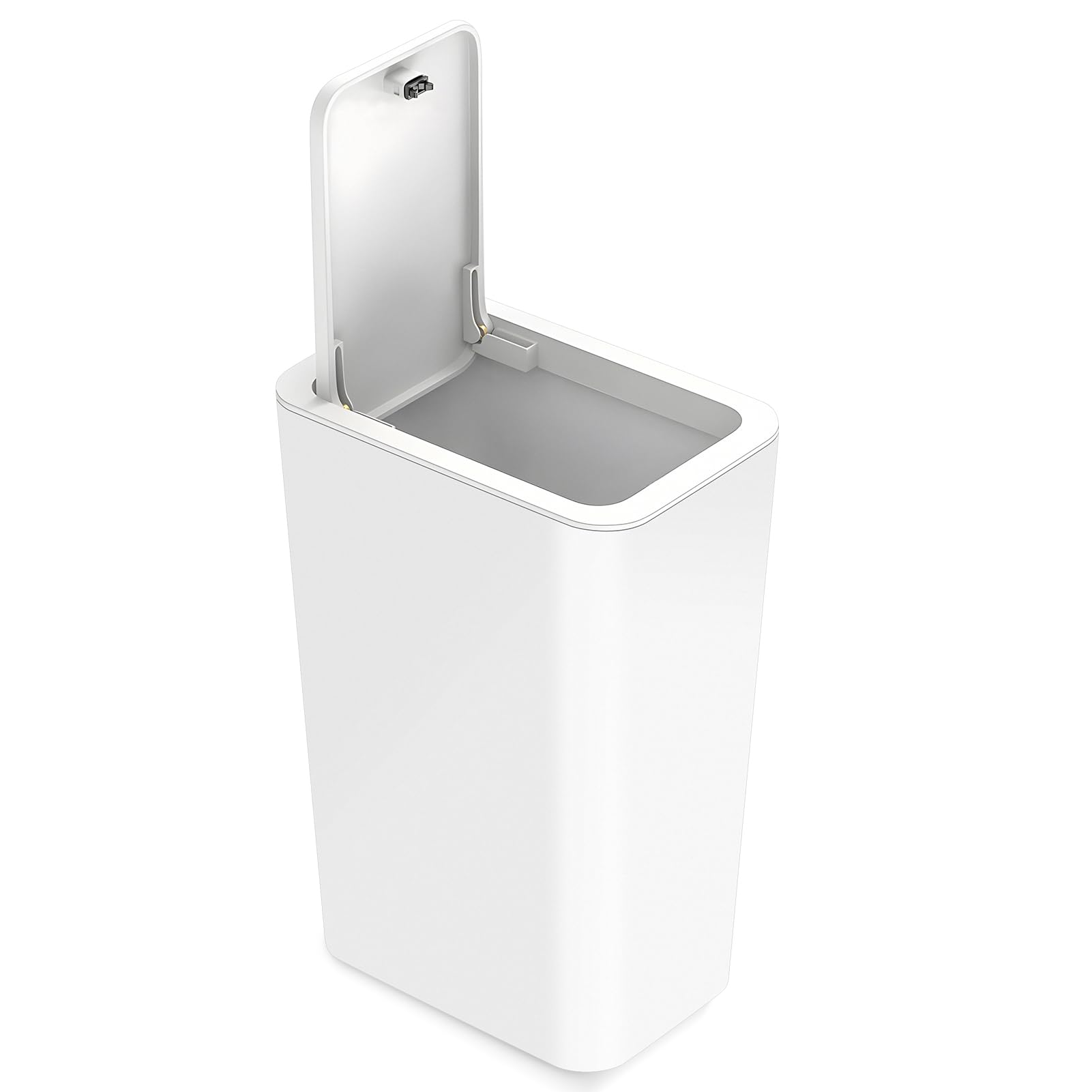 Plastic Trash Can with Lid, 10Liter/ 2.6Gallon Slim Waste Basket Garbage Can, Small Trash Waste Bin For Bathroom, Bedroom, Home Office, Living Room, Kitchen, 1pcs White