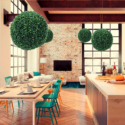 2 Pcs Artificial Boxwood Balls, 18.9" Decorative Faux Boxwood Ball, Round Artificial Plant Topiary Sphere, Topairy Ball For Doorway, Backyard, Balcony, Garden, Wedding Party, Indoor, Office Decor #TOP7