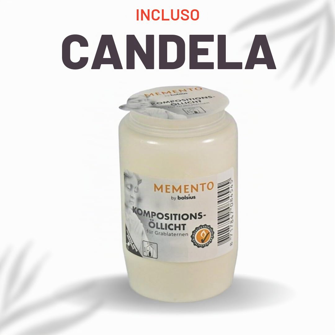 Lanterna funeraria cimitero incl. candela gratis, lampada per tomba, luci funerali, decorazione per cimitero
