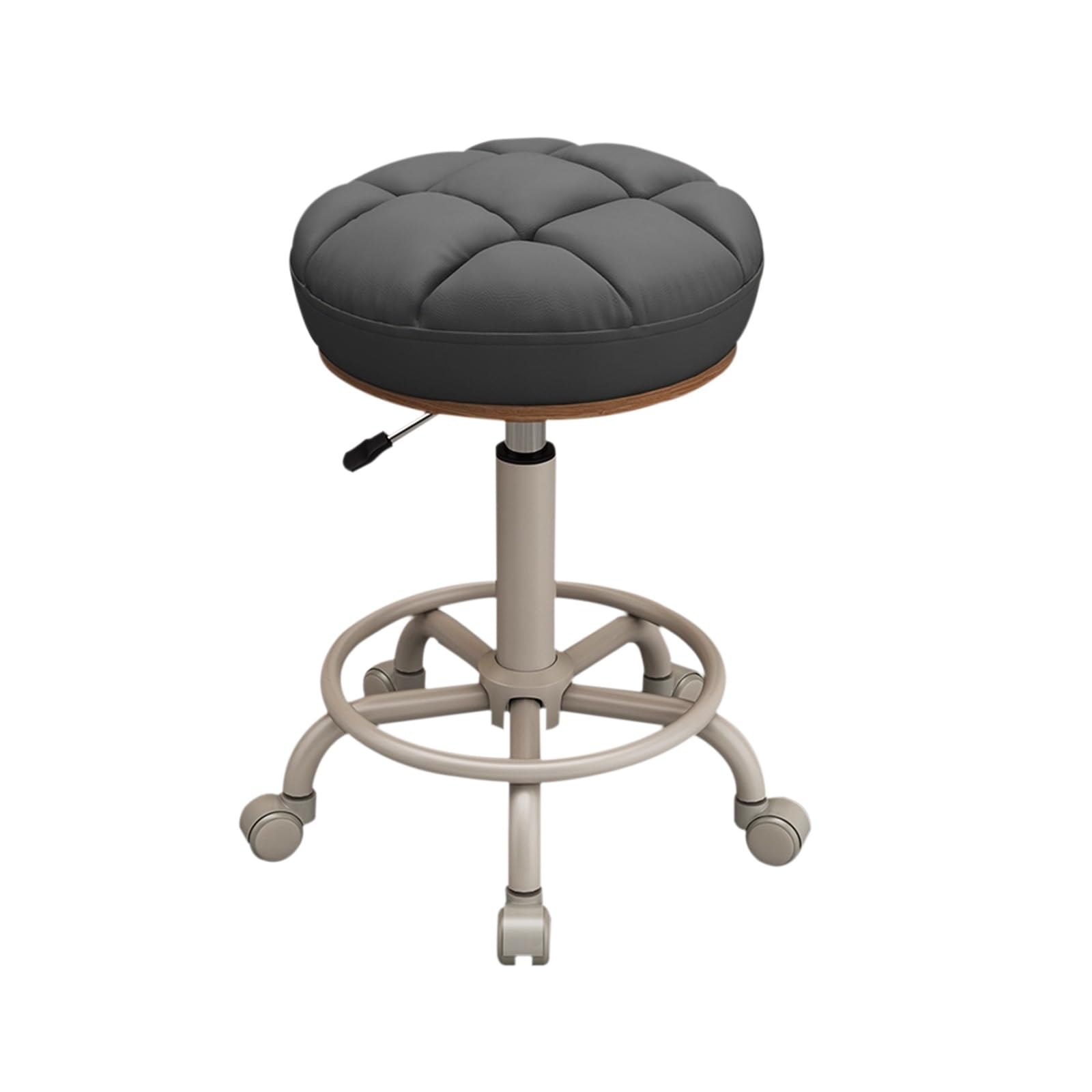 Tabouret à roulettes réglable contre la fatigue assise avec coussin pivotant gris