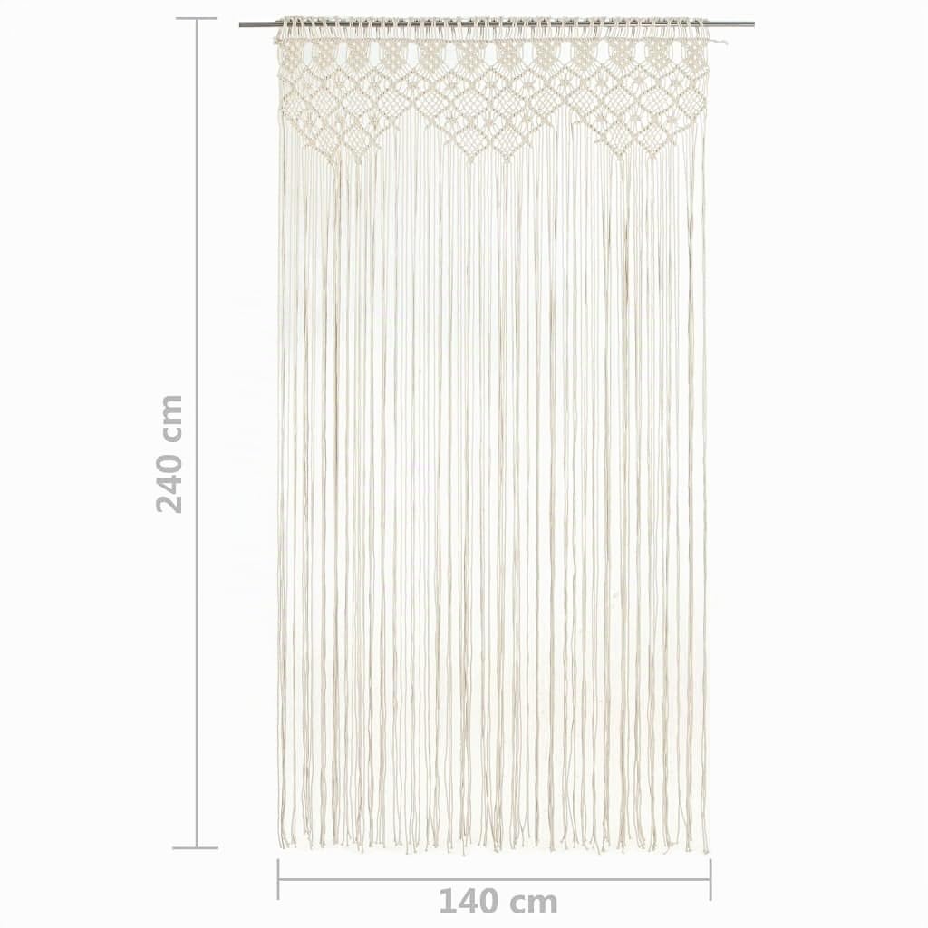 vidaXL Cortina de Macramé Persiana Translúcida Colgante Ventana Pared Puerta Separador de Ambientes Hogar Decoración Algodón 140x240 cm