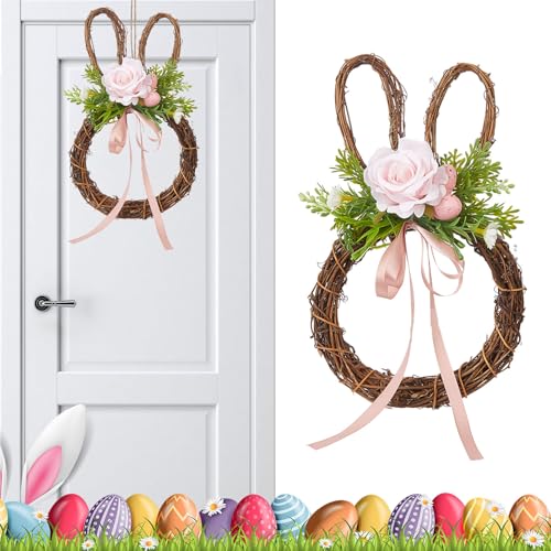 Corona di Pasqua,Decorazione per feste con coniglio | Decorazioni per corona primaverile - per interni, esterni, parete, soggiorno, finestra, ingresso, giardino, patio, recinzione e bar
