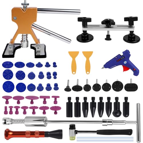 Sleeleece Ausbeulwerkzeug,66PCS Beulen Reparaturset Auto,Dellen Reparaturset Auto mit Gleithammer,Lackfreies Dellen Reparatur,Ausbeulreparatur-Set Kann 98% der Autodellen Reparieren