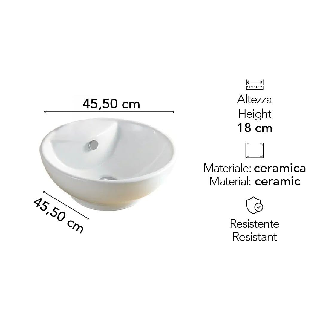 Kiamami Valentina - Lavabo Bianco Da Appoggio, Forma Tonda