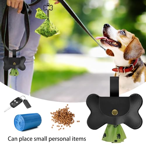Image of DONGKER Dog Poop Treat Holder,Waterproof Leather Canine Waste Pouch with Hook Clip for Walking Outdoor Travelling(Not include Garbage Bags)
