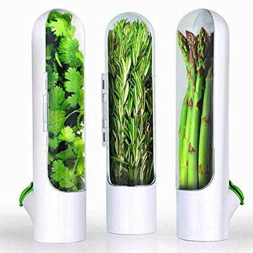 Yicare Fresh Herb Keeper Vanilla Keep-Fresh bottle Vegetable Preservation Bottle Kitchen Storage Cup Asparagus Keeper for Fridge, Keeps Greens and Vegetables Fresh