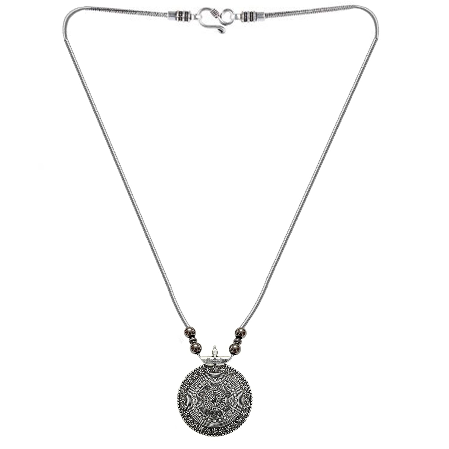 Xtore Oxidized Tribal Pendant Chain,Necklace,Jewellery set for women and girls (Silver)