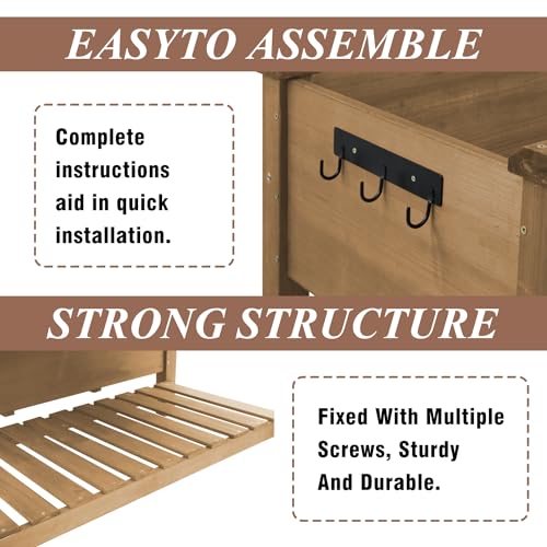 Image of ketive 2-Tier Raised Garden Bed with Legs Outdoor Elevated Garden Box,Storage Shelf,Protective Liner for Backyard,Patio,Balcony,55x42x30in (Brown)