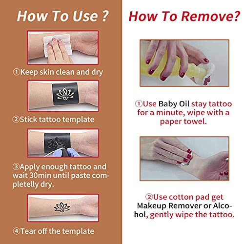 Temporary Tattoos Kit, Yomagine Semi Permanent Tattoo Ink, DIY Fake Freckles Temporary Tattoos for Women Men Teen, Summer Trend Freehand Ink with 78 Pcs Tattoo Stencils, Jagua Gel - Full Kit 5 Bottles