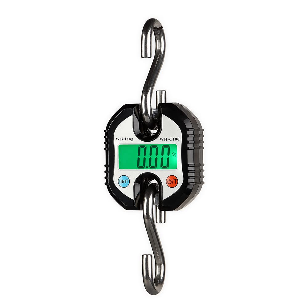 HEIMAOcrane scale, 100 Mini Heavy Duty Elec Digital Stainless Steel Hook Scale Hanging Crane Scale LCD Loop Weight Balance 150kg Double Accuracy