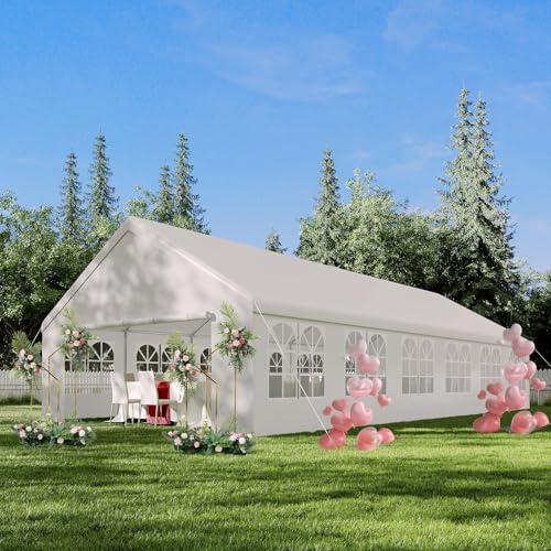20'X20' Party Tent with Removable Sidewall Windows, Outdoor Heavy Duty Wedding Gazebo,