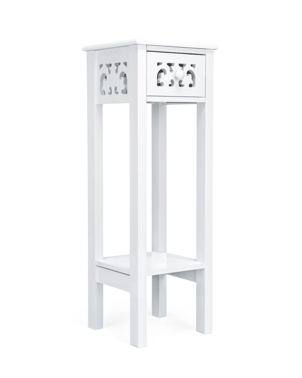 woodluvProvence Fretwork French Inspired Hallway Side Table Bedside Unit in MDF- White