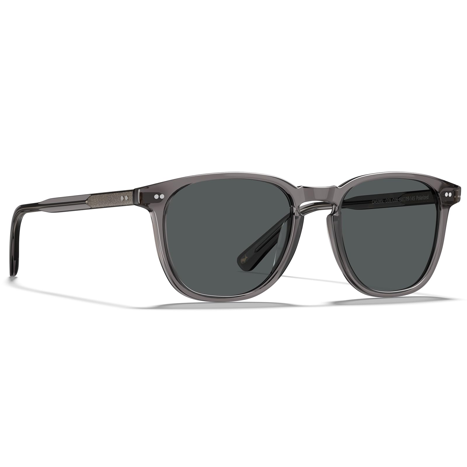 CARFIA Vintage Polarisierte Sonnenbrille Herren Rechteckigen Acetatrahmen | UV-Schutz Fahrerbrillen，Anti-Blendung，Grau grün Linsen Für Autofahren, Angeln, Wandern