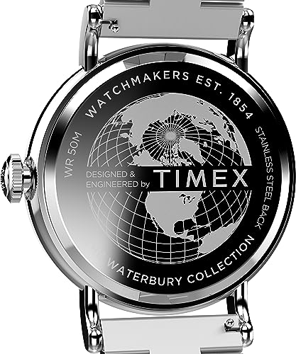 Image of Timex Waterbury 39mm Men's Analog Watch | Durable Stainless Steel Case | Day and Date Window | Durable Design | 100M Water Resistance
