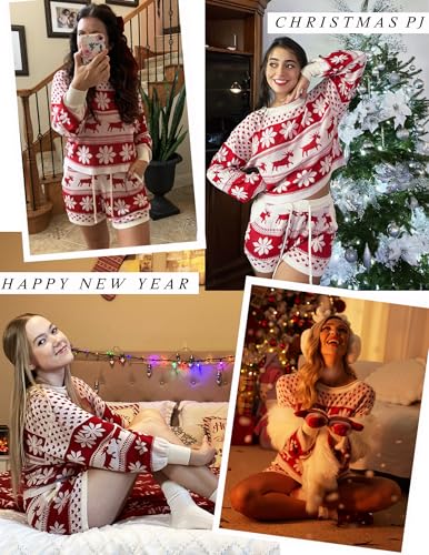Image of Ekouaer Knit Pajamas Set for Women Lounge Wear Sets Long Sleeve Sweatsuit Matching 2 Piece Outfits Casual Sweater Sets S-XXL