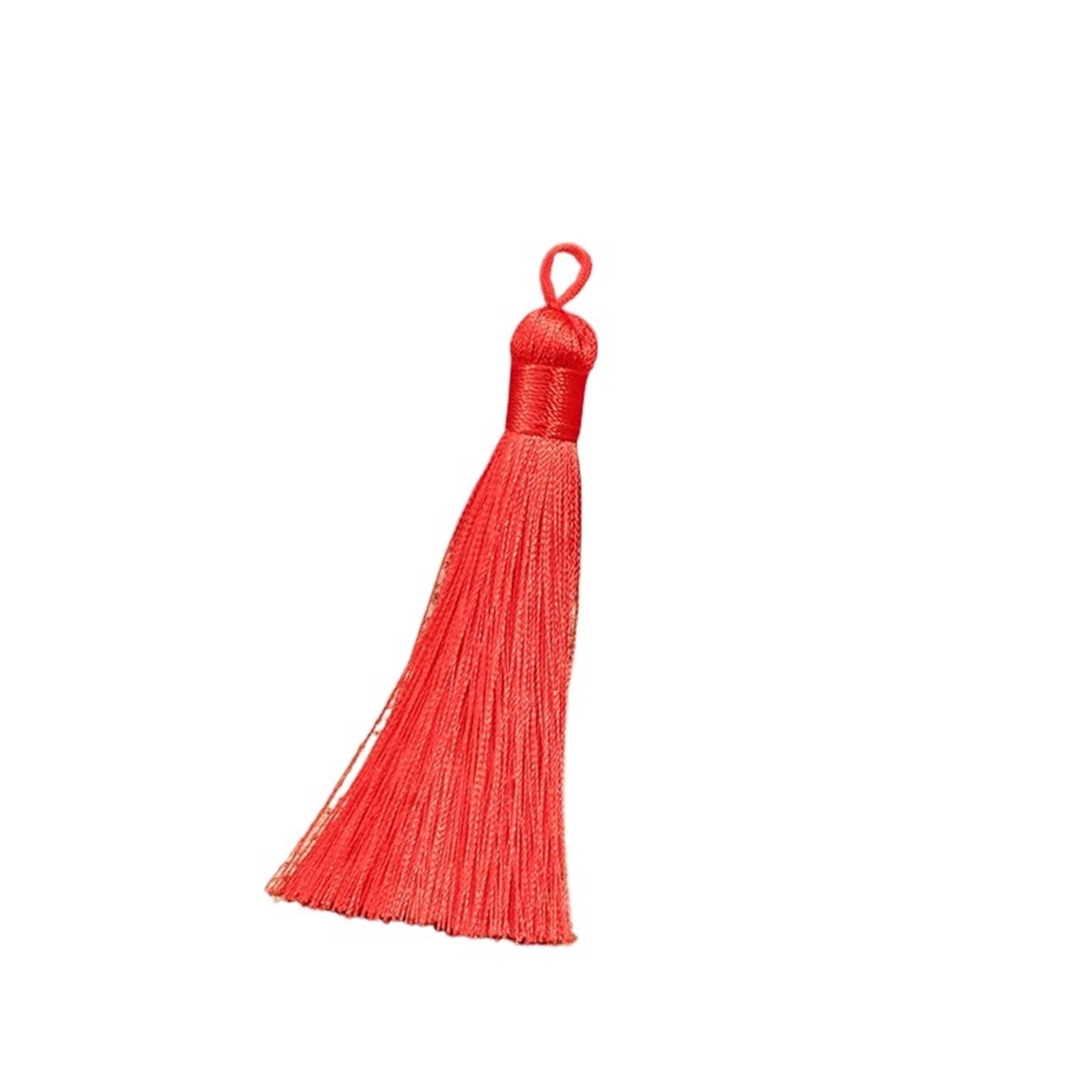 Mini Tassels for Crafts 50PCS 9cm Polyester Silk Tassel Vertical Decoration Home Sewing Curtain Accessories(Red)