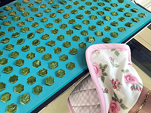 Cahuna Silikon Backmatte für Hundekekse mit Mini Blume - Backform für Hundeleckerli BPA frei und mit Rand - Wiederverwendbare Backunterlage für den Backofen