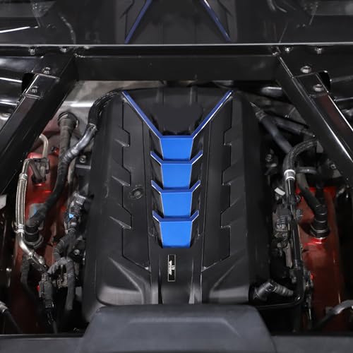 Image of CHEAYAR Engine Shroud Cover Panel Trims Compatible with Chevrolet Corvette C8 2020-2023, Aluminum Alloy Engine Bay Panel Cover, C8 Accessories (Blue)