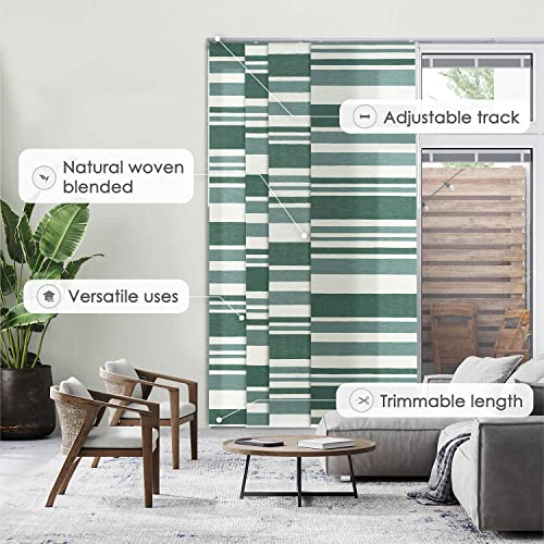 Godear Design Deluxe Adjustable Sliding Panel Track Blind 45.8"- 86" W X 96" H, Extendable 4-Rail Vertical Blind For Sliding Patio Door And Large Window, Trimmable Pleated Panel Curtain, Rainforest #TOP1