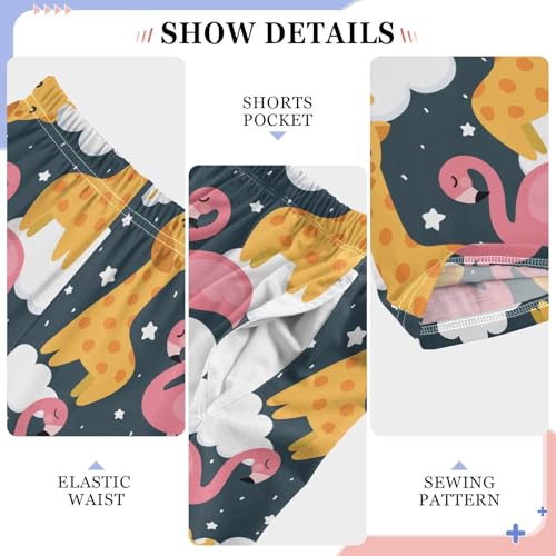 Giraffe Flamingo Star Boys Long Pants Soft Trousers Elastic Waist Kids Lounge Bottoms with Pockets S-XL4