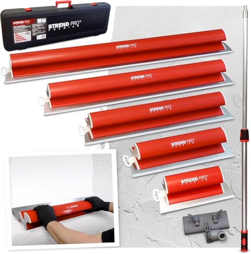 STREND PRO Flächenspachtel Set PREMIUM V2 | inkl. Fassadenspachtel 1000mm, 800mm, 600mm, 400mm, 250mm Glättspachtel, Teleskopgriff, Transportkoffer | PROFI Z Spachtel Set für Trockenbau, Verputzer STREND PRO Flächenspachtel Set PREMIUM V2 | inkl. Fassadenspachtel 1000mm, 800mm, 600mm, 400mm, 250mm Glättspachtel, Teleskopgriff, Transportkoffer | PROFI Z Spachtel Set für Trockenbau, Verputzer