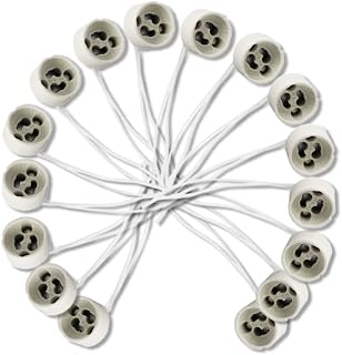 50 Pack GU10 Ceramic Socket Base Holder with 5.12 inch (13cm) Silicone Wire, Lamp Connector for LED, Halogen, and CFL Bulbs, Dimmable Light Socket for Ceiling and Track Fixtures